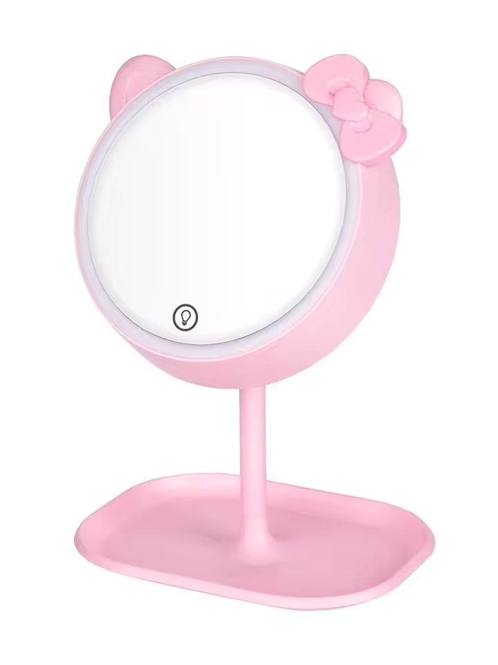 Pink Cat Makeup Mirror with Led
