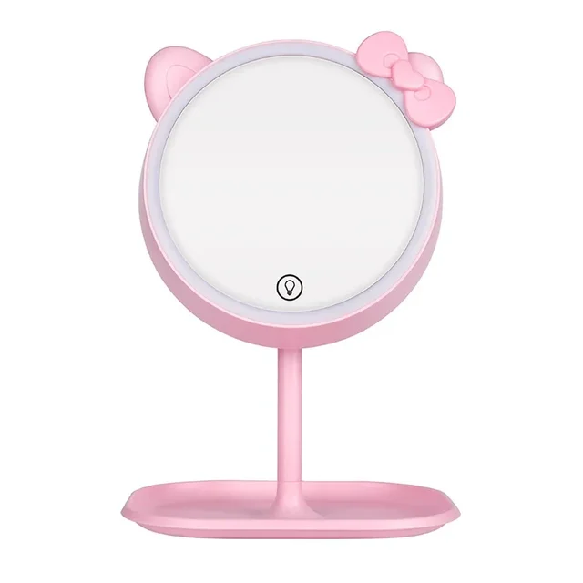 Pink Cat Makeup Mirror with Led